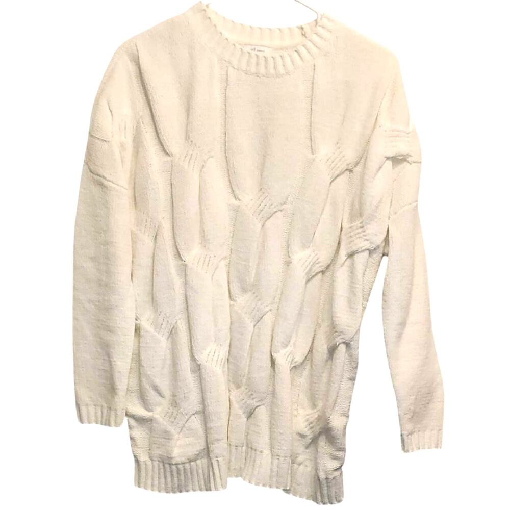 J. Jill Chenelle Women's Off White Knit Braided Pull Over Sweater